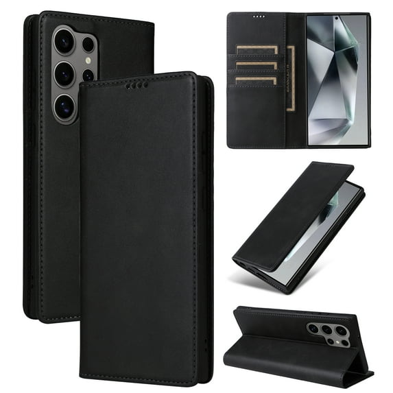 for Samsung Galaxy S24 Ultra Wallet Case with RFID Blocking Credit Card Holder, Magnetic Closure PU Leather Folio Flip Kickstand Shockproof Cover Women Men for Samsung Galaxy S24 Ultra,Black
