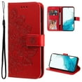 thumbnail image 1 of for Samsung Galaxy S24 Ultra Wallet Case for Women, with Card Holder Embossed Mandala Flower Flip PU Leather Magnetic Protective Kickstand Cover with Lanyard for Samsung Galaxy S24 Ultra, Red, 1 of 10