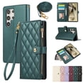thumbnail image 1 of for Samsung Galaxy S24 Ultra Wallet Case with Zipper Pocket Card Holder & Crossbody Lanyard Strap & Wrist Strap, Flip Stand PU Leather Magnetic Folio Purse Case for Galaxy S24 Ultra, Green, 1 of 9
