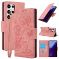 thumbnail image 1 of for Samsung Galaxy S24 Ultra Wallet case with RFID Blocking Credit Card Holder,Flip PU Leather Emboss Butterfly Flower Shockproof Anti-fall Protective Cover Women Men Phone case,Pink, 1 of 7