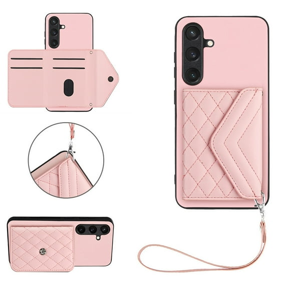 for Samsung Galaxy S24 Wallet Case with Card Holder, Elegant Durable PU Leather Protective Magnetic Closure Flip Phone Cover Kickstand RFID Blocking for Women Girls for Galaxy S24, Pink