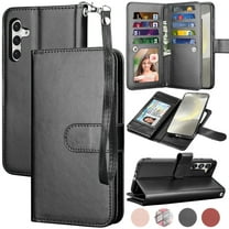 For Samsung Galaxy S24 Wallet Case, Ebizware Galaxy S24 Magnetic Leather Wallet Phone Case with Credit Card Slots Holder and Kickstand Folio Flip Detachable Cover - Black