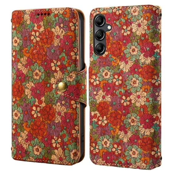 for Samsung Galaxy S24 Wallet Case with Lanyard for Women Girls, Flower Pattern Design PU Leather Flip Cover with Card Slots Kickstand Full Body Protective Case for Galaxy S24, Red