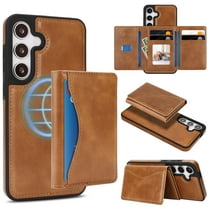for Samsung Galaxy S24 Wallet Case, Magnetic Phone Cover with Detachable Card Holder, RFID Blocking 2-in-1 Purse Shockproof PU Leather Case with Stand for Samsung Galaxy S24, Darkbrown