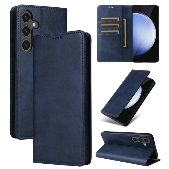 for Samsung Galaxy S24+ Wallet Case with RFID Blocking Credit Card Holder, Magnetic Closure PU Leather Folio Flip Kickstand Shockproof Cover Women Men for Samsung Galaxy S24+,Darkblue