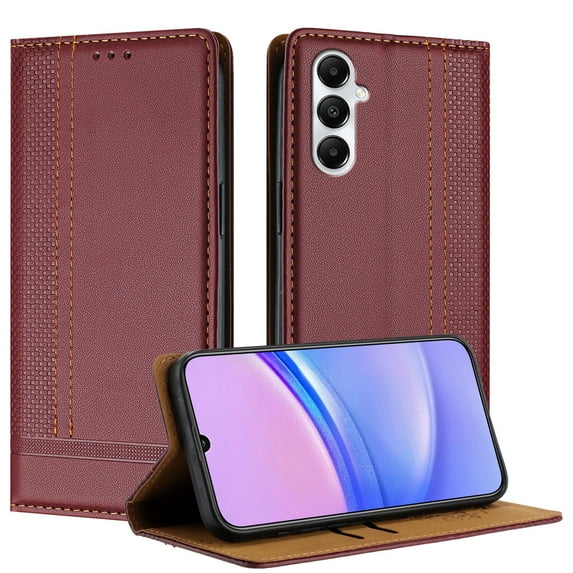 for Samsung Galaxy S24 Wallet Case with RFID Blocking Credit Card Slots, Luxury PU Leather Purse Cover with Flip Kickstand Shockproof Protective Phone Case for Samsung Galaxy S24 Case, Winered