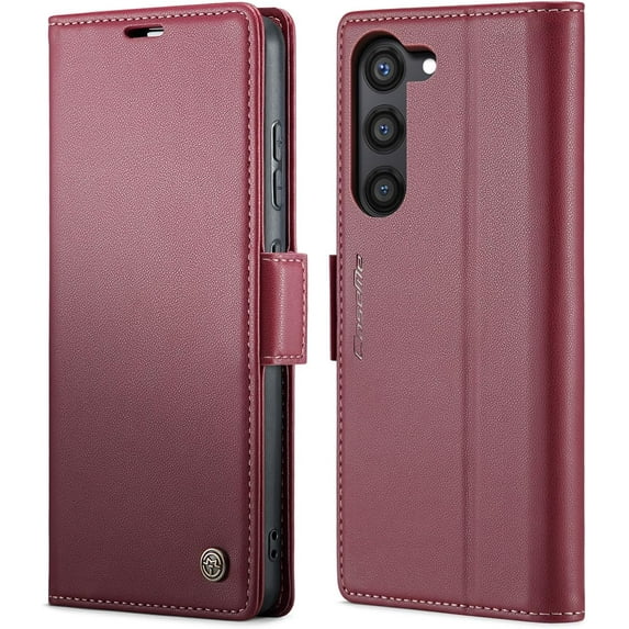 Samsung Galaxy S24 Wallet Case with RFID Blocking, Samsung S24 Case Wallet for Women Men with Card Holder Clasp Kickstand Leather Book Folio Case for Galaxy S24 Red