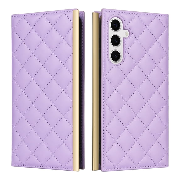 For Samsung Galaxy S24+ Wallet Phone Case,PU Leather Folio Flip Kickstand,With Wrist Strap&Shoulder Strap,Card Slots,Shockproof Rugged Anti-fall Crossbody Phone Case Cover,Purple