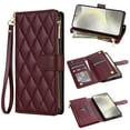 thumbnail image 1 of for Samsung Galaxy S24+ Wallet case with Card Holder,Phone case RFID Blocking PU Leather Flip Shockproof Cover with Hand Strap Zipper Credit Card Holder Slots for Women Men,Winered, 1 of 7