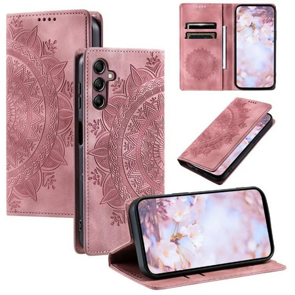 For Samsung Galaxy S25+(5G) 6.7" Totem Embossed Strong Magnetic Attachment/Closure, Card Slots/Pocket, PU Leather Flip Wallet Case,Pink,For Galaxy S25+(5G)