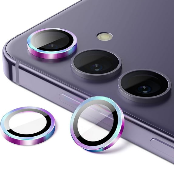 for Samsung Galaxy S25 Camera Lens Protector, 9H Tempered Glass Camera Cover Screen Protector Metal Individual Ring for Samsung Galaxy S25, Multicolour