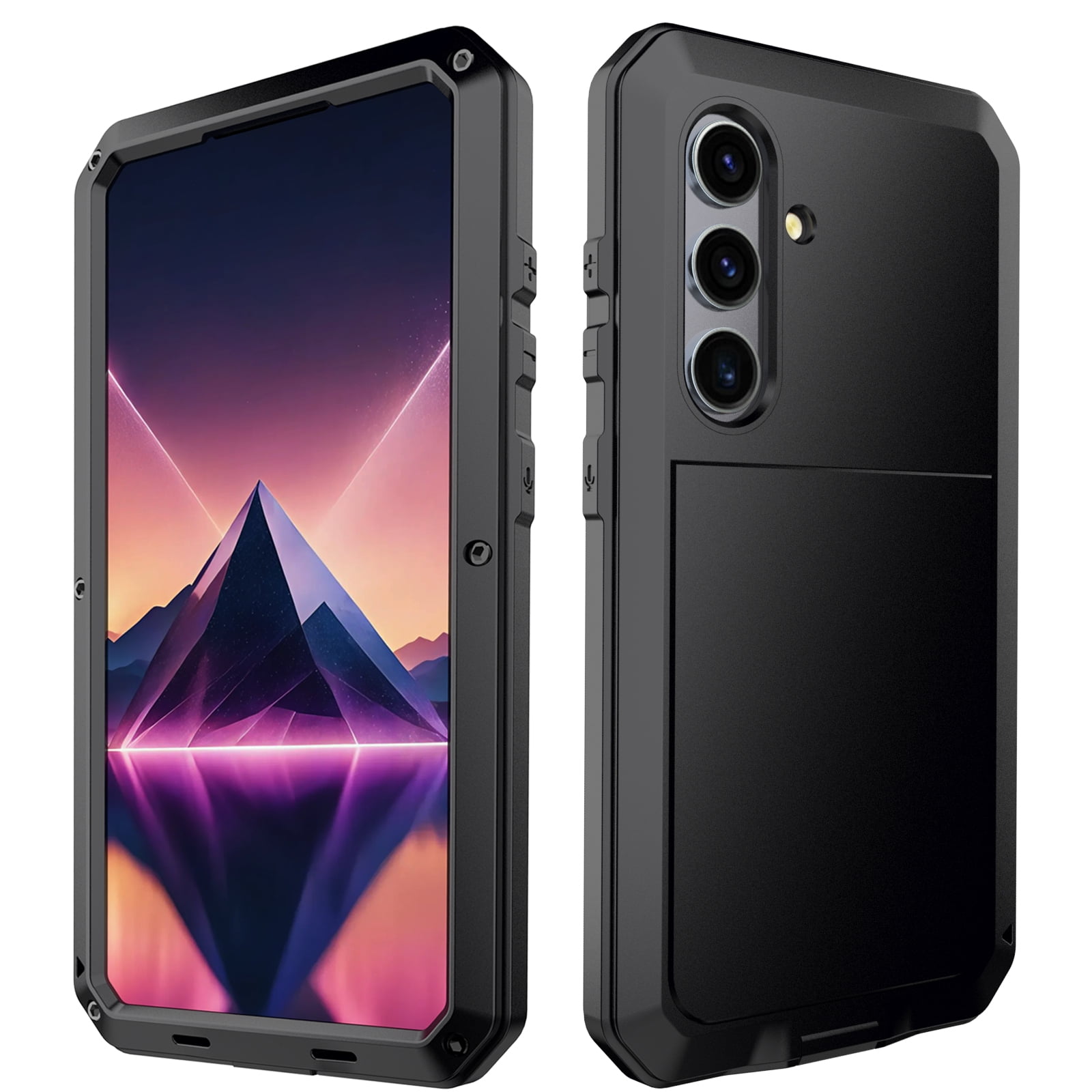 for Samsung Galaxy S25 Case, 360 Full Body Protective Cover Heavy Duty Shockproof Armor Aluminum Alloy Metal Case with Silicone for Samsung Galaxy S25,Black