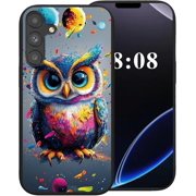 for Samsung Galaxy S25 Case,Black Soft TPU Silicone Shockproof Protection Cover Phone Case for Galaxy S25 2025 6.2 inch Cute Amusing Pattern | Colored Big Eyes Owl