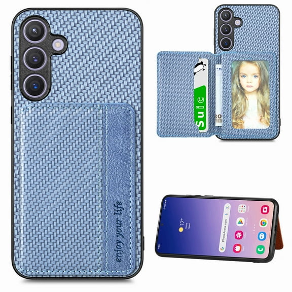 for Samsung Galaxy S25+ Case with Card Holder for Woman Man,PU Leather Back Folio Wallet Case,RFID Blocking Kickstand Shockproof Magnetic Protective Cover for Samsung Galaxy S25+,Blue