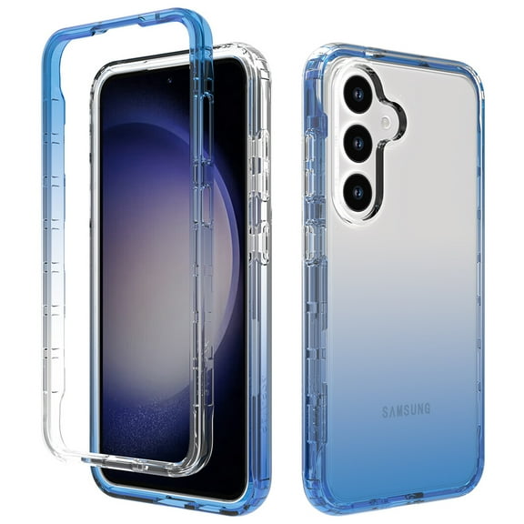 For Samsung Galaxy S25 Case Clear,Hybrid 2 in 1 with TPU Bumper Lightweight Shockproof Heavy Duty Protection Anti-Yellow Sturdy Slim Fit Cover For Samsung Galaxy S25,Blue