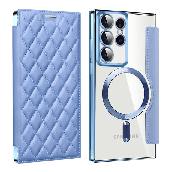 for Samsung Galaxy S25 Case Compatible with Magsafe, Slim Fit Flip Protective PU Leather Wallet Case with RFID Blocking Card Slot Build-in Len Protector for Samsung Galaxy S25, Blue