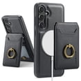 thumbnail image 1 of For Samsung Galaxy S25+ Case with Credit Card Holder,Ring Holder,Phone PU Leather Case Wallet for Women Men Magnetic Detachable 2-in-1 Wallet Card,Shockproof Rugged Phone Case,Black, 1 of 10