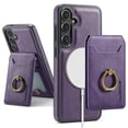 thumbnail image 1 of For Samsung Galaxy S25+ Case with Credit Card Holder,Ring Holder,Phone PU Leather Case Wallet for Women Men Magnetic Detachable 2-in-1 Wallet Card,Shockproof Rugged Phone Case,Purple, 1 of 10