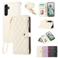thumbnail image 1 of For Samsung Galaxy S25+ Case, with Crossbody Shoulder Strap Hand Wrist Cards Holder Zipper Pocket RFID Blocking Shockproof Flip Cover Stand Snap Closure Phone Case for Galaxy S25+, Beige, 1 of 8