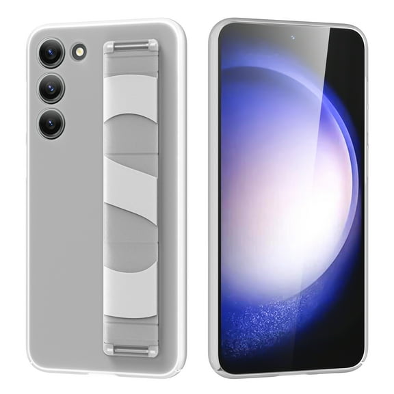 for Samsung Galaxy S25 Case with Kickstand & Elastic Handle Grip Cover, Matte Hard Shockproof Case Premium Wristband Strap, Stand Luxury Protective Case For Samsung Galaxy S25,Clear