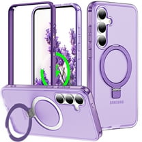 for Samsung Galaxy S25 Case, with Magnetic Invisible Stand [Military Drop Protection] [Compatible with MagSafe] Shockproof Slim Translucent Anti-Slip Case Cover for Samsung Galaxy S25, Purple