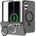thumbnail image 1 of for Samsung Galaxy S25 Case, with Magnetic Invisible Stand [Military Drop Protection] [Compatible with MagSafe] Shockproof Slim Translucent Anti-Slip Case Cover for Samsung Galaxy S25, Black, 1 of 6