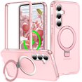 thumbnail image 1 of for Samsung Galaxy S25 Case, with Magnetic Invisible Stand [Military Drop Protection] [Compatible with MagSafe] Shockproof Slim Translucent Anti-Slip Case Cover for Samsung Galaxy S25, Pink, 1 of 6