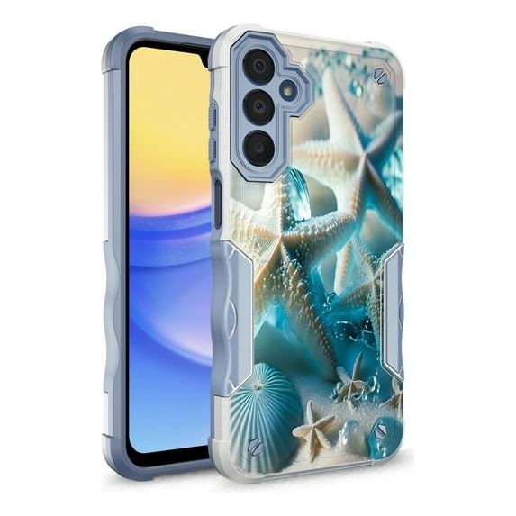 Samsung Galaxy S25 Case, Rosebono Hybrid Dual Layer Graphic Design Pattern Heavy Duty Protection Case For Samsung Galaxy S25 (Starfish)