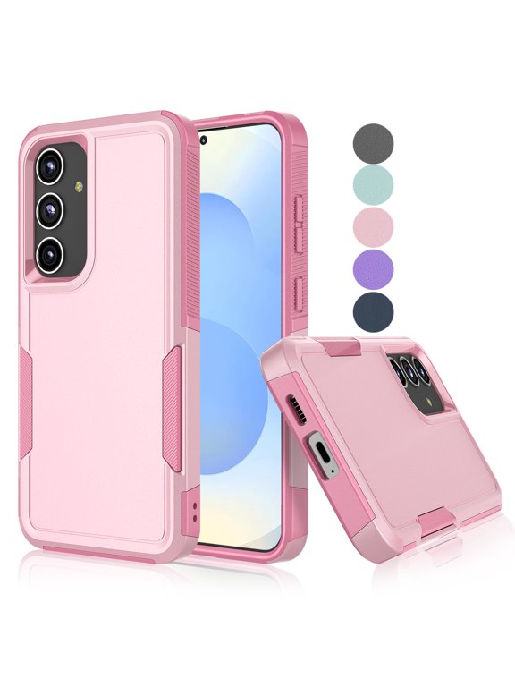 For Samsung Galaxy S25 Case, Shockproof Heavy Duty Rugged Phone Case for Samsung Galaxy S25, Tekcoo Military Grade Protection Dual Layer Sturdy Durable Cover Cute Bumper - Rose Gold