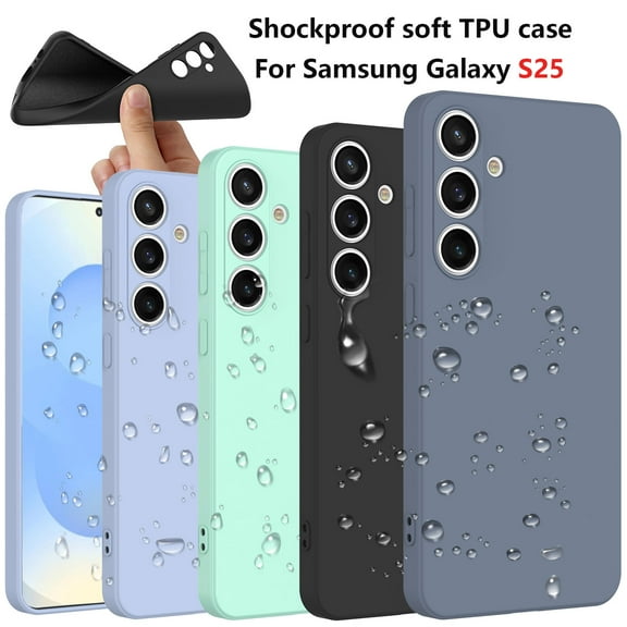 For Samsung Galaxy S25 Case Silicone Cover, Tekcoo Shockproof Rugged Soft Gel Rubber Ultra Slim Protective Cover Anti-Scratch Microfiber Lining Cute Phone Case for Galaxy S25 - Black