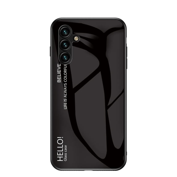 for Samsung Galaxy S25 Case,Tempered Glass Gradient Color Pattern + TPU Frame Hybrid Slim case for Samsung Galaxy S25, Case Anti-Scratch Anti-Drop Anti-fingerprint, Black