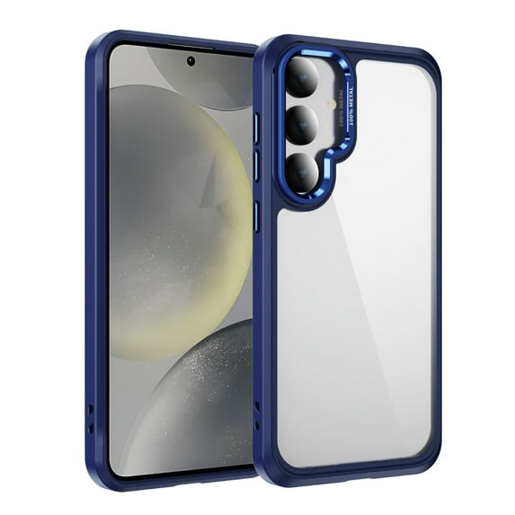 for Samsung Galaxy S25 Clear Case, Non-Yellowing Shockproof Slim Phone Cover, Military-Grade Protection with Metal Lens Frame, Anti-Scratch Hard Case for Samsung Galaxy S25, Darkblue