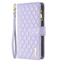 for Samsung Galaxy S25 Cover Case, Premium PU Leather Anti-Scratch Zipper Wallet Purse Card Slots Magnetic Closure Fashion Luxury Phone Case for Samsung S25 5G 6.2 Inches (2025), Purple
