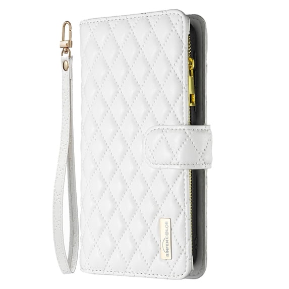 for Samsung Galaxy S25 Cover Case, Premium PU Leather Anti-Scratch Zipper Wallet Purse Card Slots Magnetic Closure Fashion Luxury Phone Case for Samsung S25 5G 6.2 Inches (2025), White
