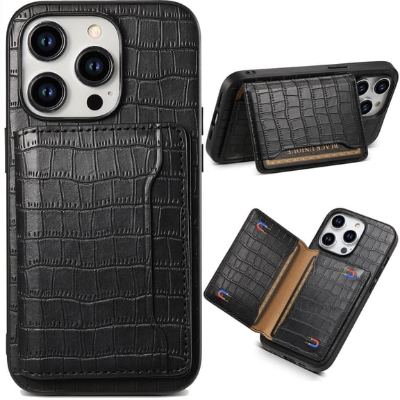 for Samsung Galaxy S25 Crocodile Pattern Leather Phone Case, Classic Croc-printed Check Leather Magnetic Folio Flip ID Credit Card Holder Slot Back Cover Bag, Kickstand Support