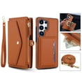 thumbnail image 1 of For Samsung Galaxy S25+ Crossbody Wallet Phone Case,Magnetic Detachable Flip,With Shoulder Strap&Wrist Strap,Zipper Pocket,Card&Cash Slots,PU Leather Shockproof Rugged Phone Case,Brown, 1 of 9