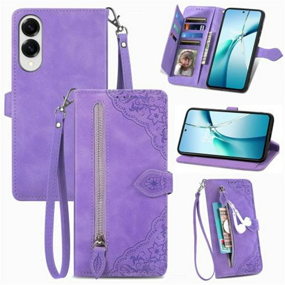 for Samsung Galaxy S25 Edge 5G 6.7 inch Case, Wallet for Women Men, Durable PU Leather Magnetic Flip Lanyard Strap Wristlet Zipper Card Holder Wallet Phone Case for Samsung Galaxy S25 Edge 5G