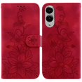 thumbnail image 1 of For Samsung Galaxy S25 Edge 5G 6.7" lily Embossed Strong Magnetic Attachment/Closure, Card Slots/Pocket, PU Leather Flip Wallet Case ﻿,Red,For Galaxy S25 Edge 5G, 1 of 7