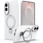 For Samsung Galaxy S25 Edge 5G Case (Compatible With MagSafe) With Invisible Magnetic O-Ring Stand Military-Grade Shockproof Phone Case,White,For Galaxy S25 Edge 5G