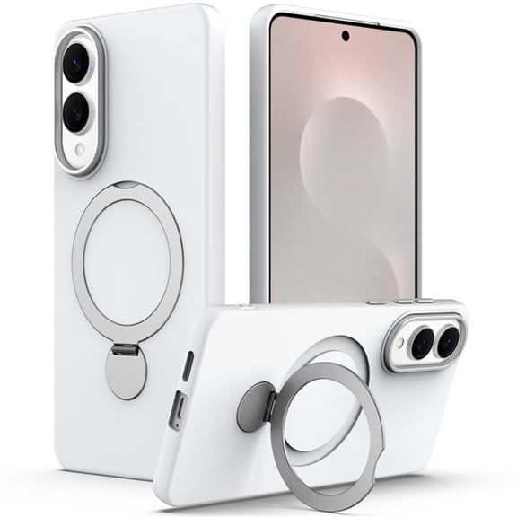 For Samsung Galaxy S25 Edge 5G Case (Compatible With MagSafe) With Invisible Magnetic O-Ring Stand Military-Grade Shockproof Phone Case,White,For Galaxy S25 Edge 5G