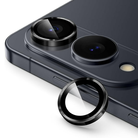 for Samsung Galaxy S25 Edge Camera Lens Protector, 9H Tempered Glass Camera Cover Screen Protector Metal Individual Ring for Samsung Galaxy S25 Edge, Black