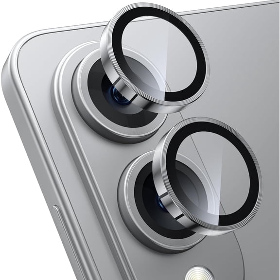 for Samsung Galaxy S25 Edge Camera Lens Protector - Edge Thin Case Friendly, 9H Shatterproof Tempered Glass with Aluminum Metal Circle Camera Screen Protector Cover Accessories, Silver