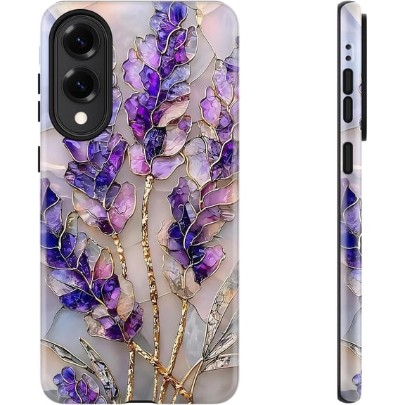 for Samsung Galaxy S25 Edge Case Cute, Aesthetic Vintage Purple Lavender Girly Shell, Compatible with Magsafe, Trendy Unique Cool Retro Protective Slim Silicone Phone Cover for Women Girls