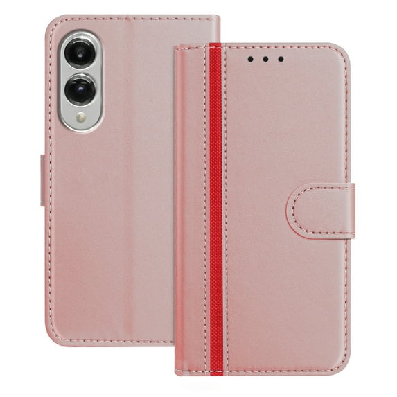 for Samsung Galaxy S25 Edge Case Wallet with Card Holder, Business PU Leather Kickstand Magnetic Closure Shockproof Folio Book Style Protective Purse Cover Case for Samsung Galaxy S25 Edge, Rosegold