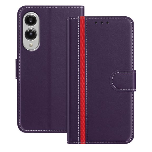 for Samsung Galaxy S25 Edge Case Wallet with Card Holder, Business PU Leather Kickstand Magnetic Closure Shockproof Folio Book Style Protective Purse Cover Case for Samsung Galaxy S25 Edge, Purple