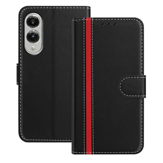for Samsung Galaxy S25 Edge Case Wallet with Card Holder, Business PU Leather Kickstand Magnetic Closure Shockproof Folio Book Style Protective Purse Cover Case for Samsung Galaxy S25 Edge, Black
