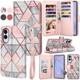 thumbnail image 1 of For Samsung Galaxy S25 Edge Case Wallet with Card Holder, Lanyard and Kickstand for Women Men, Ebizware Magnetic Flip Detachable PU Leather Wallet Phone Case Cover for Galaxy S25 Edge - Marble Pink, 1 of 8