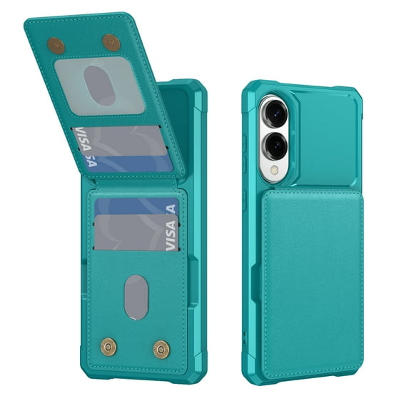 for Samsung Galaxy S25 Edge Case Wallet Cover, PU Leather Credit Card Holder Flip Stand Scratch Resistant Hybrid Protective Hard Shell Rugged TPU Bumper Case for Samsung Galaxy S25 Edge, Green