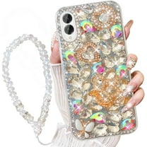 for Samsung Galaxy S25 Edge Case with Wrist Strap Lanyard, Women Girly 3D Bling Shiny Rhinestone Diamond Crystal Pearl Handmade Glitter Cute Cover Phone Case for Galaxy S25 Edge (Silver)