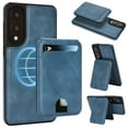 thumbnail image 1 of for Samsung Galaxy S25 Edge, Compatible with MagSafe, Magnetic 2 in 1 Detachable Wallet Case with Card Holder Women Men, Business PU Leather RFID Blocking Flip Kickstand Credit Slots, Blue, 1 of 11